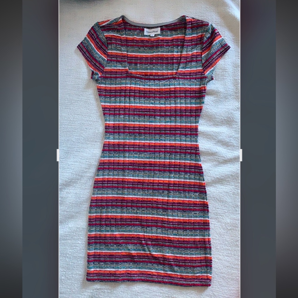 Revolve Privacy Please Square Neck Striped Ribbed Dress Mini Skirt (love&lemons)